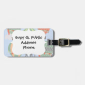 熱気の気球の上昇に乗っているかわいい象 ラゲッジタグ (正面横)