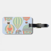 熱気の気球の上昇に乗っているかわいい象 ラゲッジタグ (裏面横)