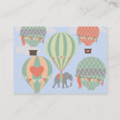 熱気の気球の上昇に乗っているかわいい象 名刺 (裏面)