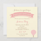 熱気の気球の女の子のベビーシャワーの招待状 招待状 (裏面)