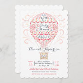 熱気の気球の女の赤ちゃんのシャワーの招待状 招待状 (正面/裏面)