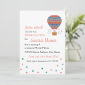 熱気の気球の子供の誕生日のパーティの招待状 招待状 (スタンド正面)