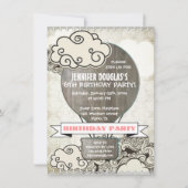 熱気の気球の子供の誕生日のパーティの招待状 招待状 (正面)