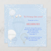 熱気の気球の引っ越し祝いパーティーのパーティーの鳥 招待状 (正面/裏面)