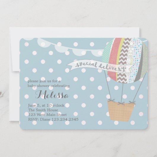 熱気の気球の招待状 招待状 (正面)