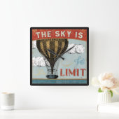 熱気の気球の空は限界の引用文です スクエア壁時計 (ホーム)