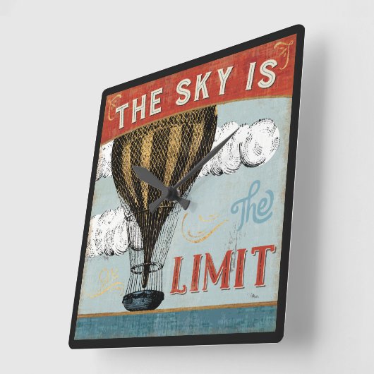 熱気の気球の空は限界の引用文です スクエア壁時計 (傾斜)