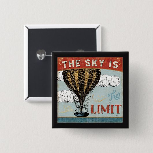 熱気の気球の空は限界の引用文です 缶バッジ (正面&裏面)