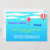 熱気の気球の第6誕生日のパーティの招待状 招待状 (裏面)