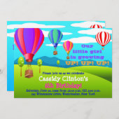 熱気の気球の第6誕生日のパーティの招待状 招待状 (正面/裏面)