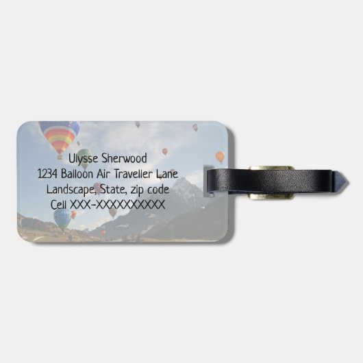 熱気の気球の荷物のラベル ラゲッジタグ (裏面横)