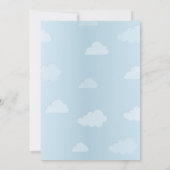 熱気の気球の誕生会のミントのピンクの雲 招待状 (裏面)