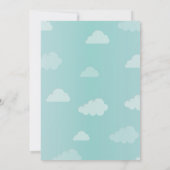 熱気の気球の誕生会の乗車のはえの雲 招待状 (裏面)