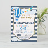 熱気の気球の誕生日のパーティの招待状 招待状 (スタンド正面)