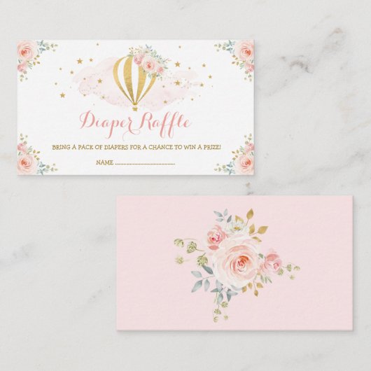 熱気の気球の赤面の花のベビーのおむつのラッフル エンクロージャーカード (正面/裏面)