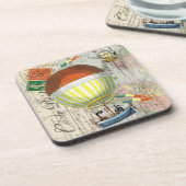 熱気の気球の郵便はがき コースター (左側)