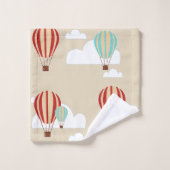 熱気の気球及びかわいい雲の冒険 バスタオルセット (ウォッシュタオル)