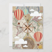 熱気の気球及び世界地図のヴィンテージの冒険 招待状 (裏面)