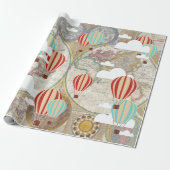 熱気の気球及び世界地図のヴィンテージの旅行者 ラッピングペーパー (アンロールド)