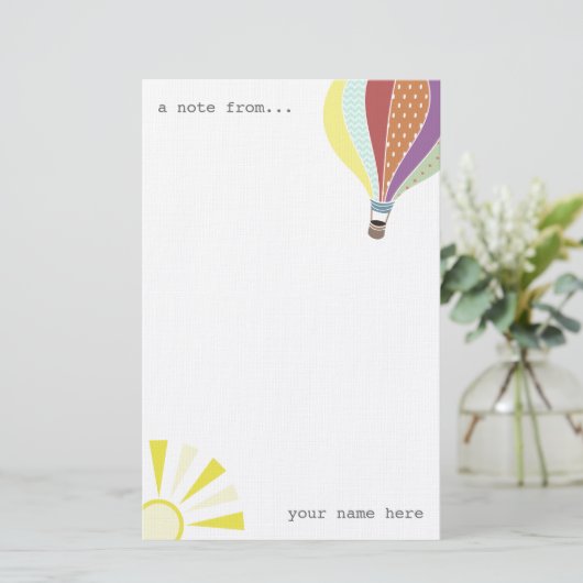 熱気の気球及び日曜日のパーソナライズな文房具 便箋 (スタンド正面)