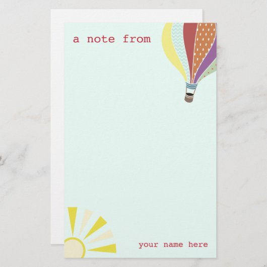 熱気の気球及び日曜日の文房具 便箋 (正面/裏面)