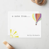 熱気の気球及び日曜日パーソナライズで平らなNotecard ノートカード (正面/裏面インサイチュ)