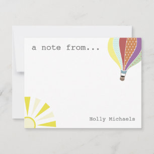 熱気の気球及び日曜日パーソナライズで平らなNotecard ノートカード