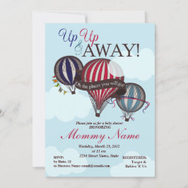 熱気の気球及び遠くになシャワーの招待状 招待状