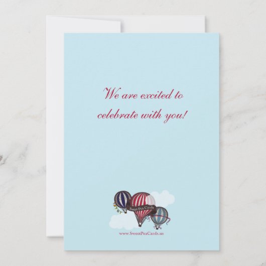 熱気の気球及び遠くになシャワーの招待状 招待状 (裏面)