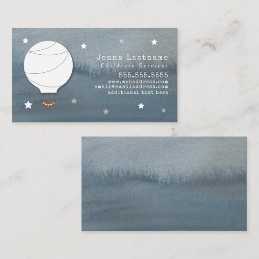 熱気の気球夜ベビーシッターの育児の乳母 名刺 (正面/裏面)