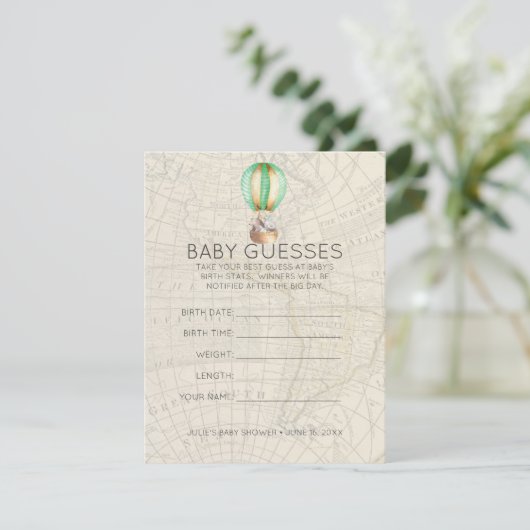 熱気の気球|のベビーシャワーの謎解きゲーム エンクロージャーカード (スタンド正面)