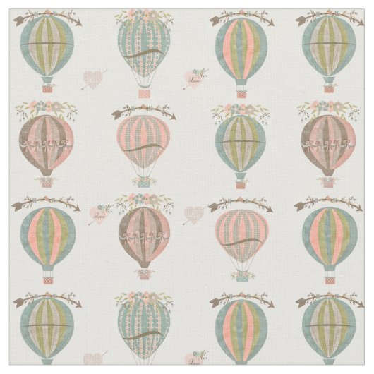 熱気の気球、ヴィンテージの花柄 ファブリック (クローズアップ)