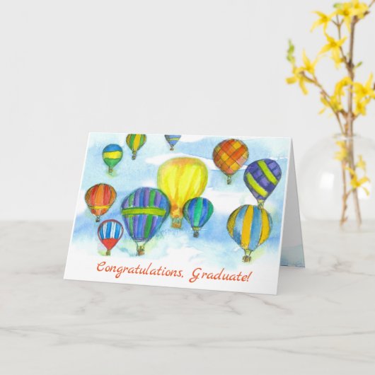熱気は卒業のお祝いを風船のようにふくらませます カード (黄色い花)