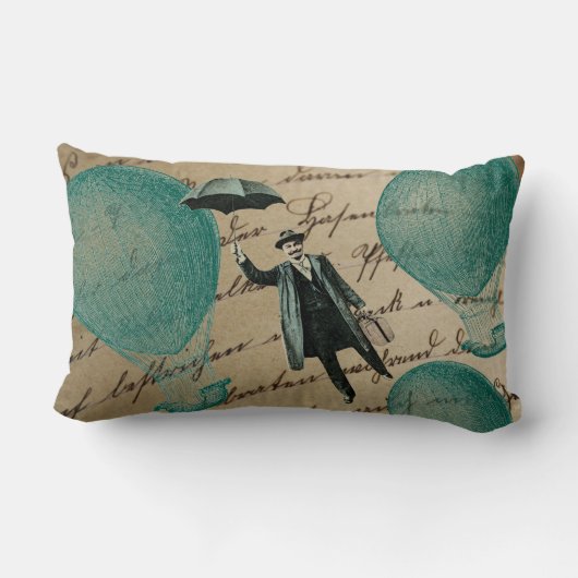 熱気は飛んでいるな傘の人の手書きを風船のようにふくらませます ランバークッション (裏面)