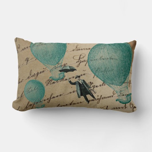 熱気は飛んでいるな傘の人の手書きを風船のようにふくらませます ランバークッション (正面)