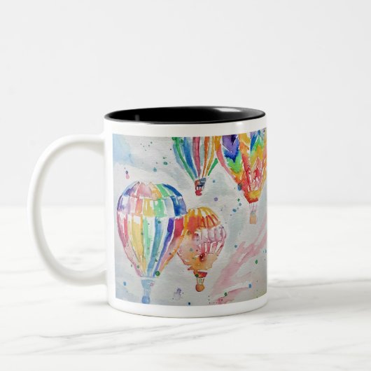 熱気カラフル球水彩アートデザイン ツートーンマグカップ (左)