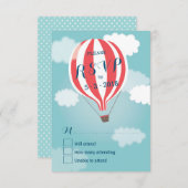 熱気スタイリッシュ赤い白いバルーンRSVPカード 出欠カード (正面/裏面)