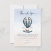 熱気球いかりベビーシャワー水色 サンキューカード (正面)