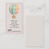 熱気球おむつラッフルにテディベア エンクロージャーカード (正面/裏面)