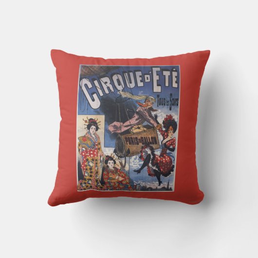 熱気球および日本人の女性ポスター クッション (裏面)