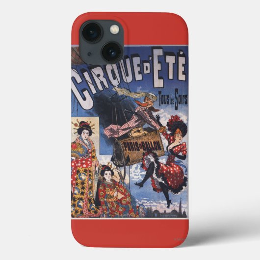 熱気球および日本人の女性ポスター Case-Mate iPhoneケース (裏面)