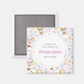 熱気球お洒落水色パターン マグネット (正面/裏面)