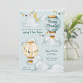 熱気球お洒落赤ちゃんシャワー招待状 招待状 (スタンド正面)