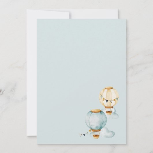 熱気球お洒落赤ちゃんシャワー招待状 招待状 (裏面)