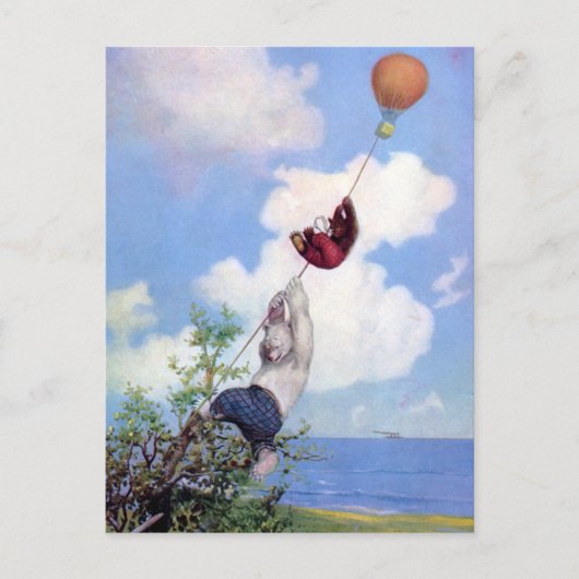 熱気球からロゼーベルト・ベアが降りる ポストカード (正面)
