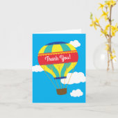 熱気球かわいいカラフル第1誕生日パーティー カード (黄色い花)