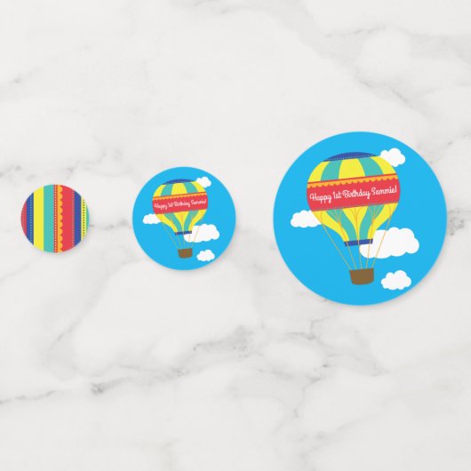 熱気球かわいいカラフル第1誕生日パーティー コンフェッティ (正面)