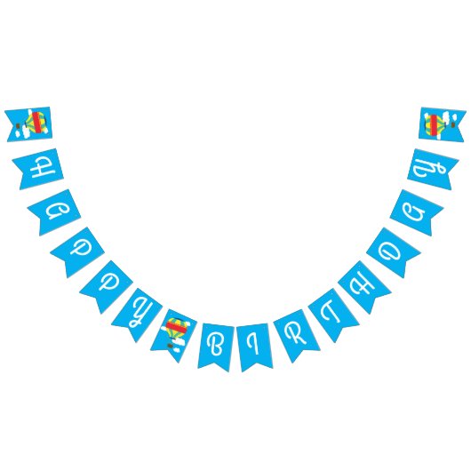 熱気球かわいいカラフル第1誕生日パーティー バンティングフラッグ (全)