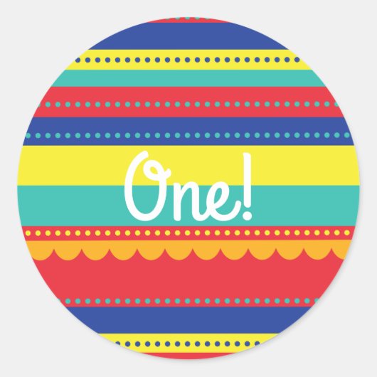 熱気球かわいいカラフル第1誕生日パーティー ラウンドシール (正面)