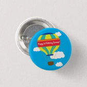 熱気球かわいいカラフル第1誕生日パーティー 缶バッジ (正面&裏面)